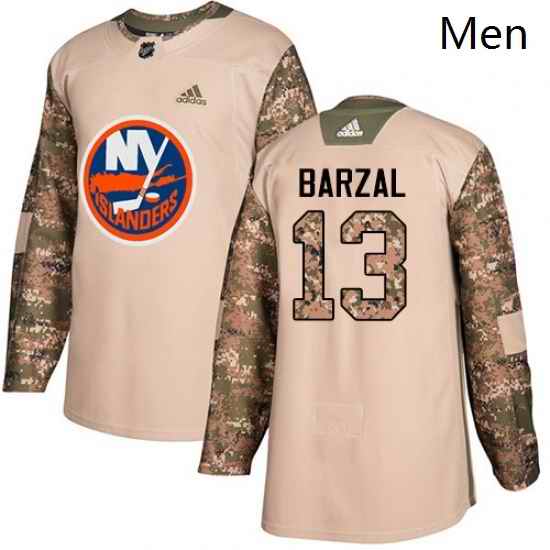 Mens Adidas New York Islanders 13 Mathew Barzal Authentic Camo Veterans Day Practice NHL Jersey